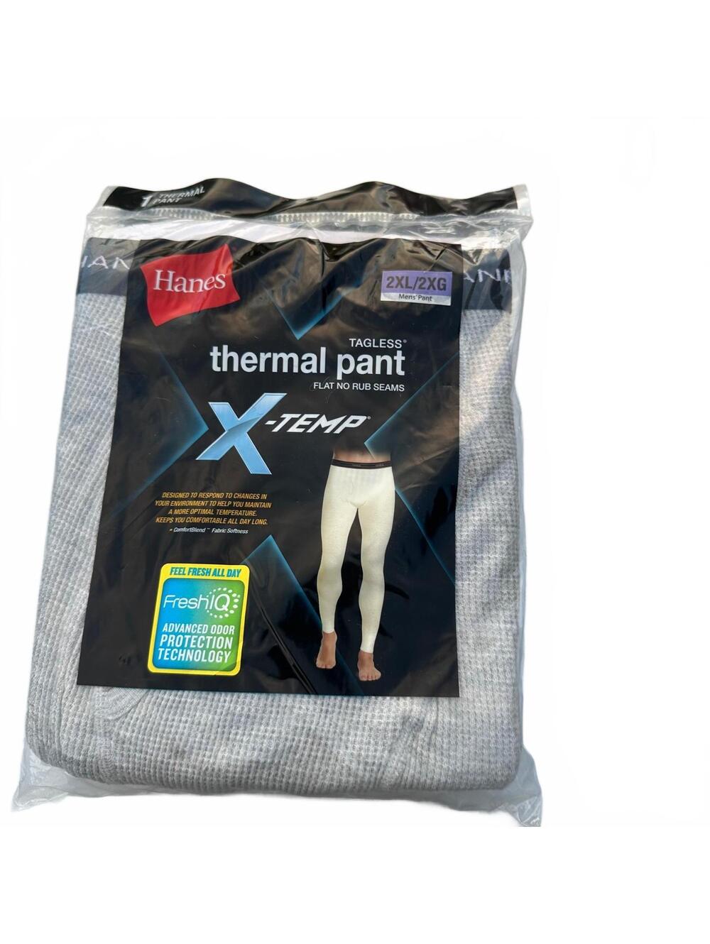 NWT Hanes X-Temp Thermal Pants 2XL Gray Waffle Knit Long Johns Men Underwear